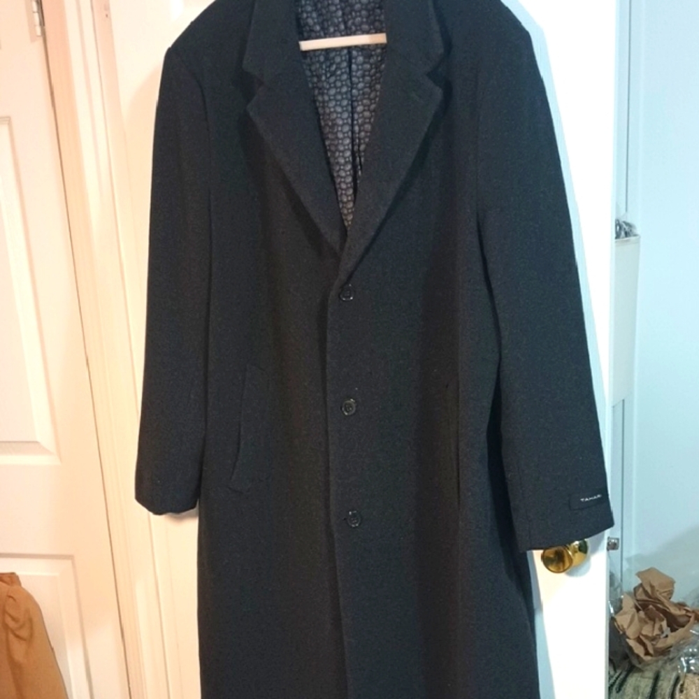 Tahari Black Long Single-Breasted Trench Coat